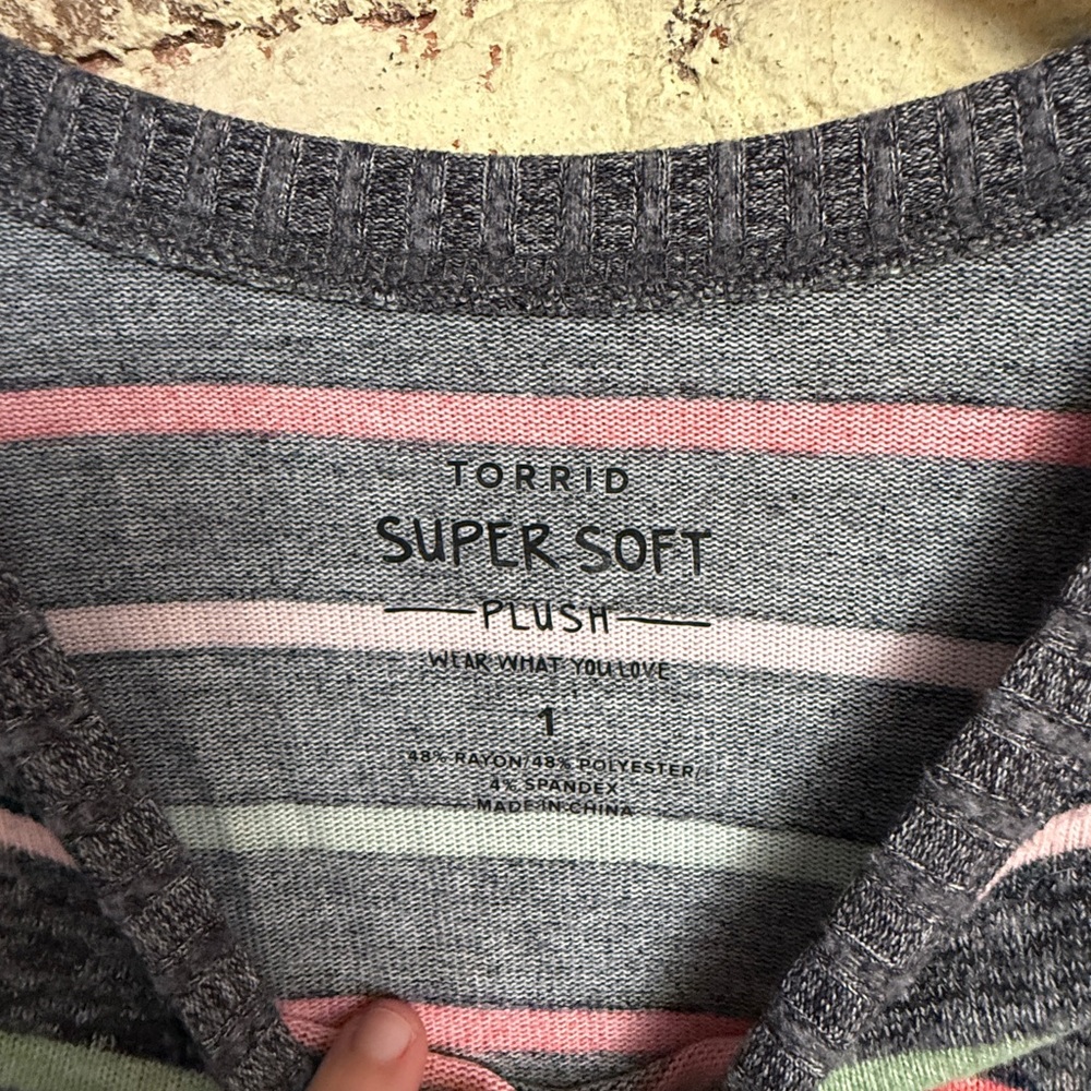 Torrid Multicolor Striped Long Sleeve Shirt - Picture 2 of 5